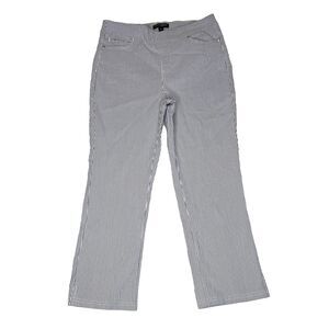 Mario Serrani Italy Pinstripe Seersucker Stretch Capri Pull on size M Nautical